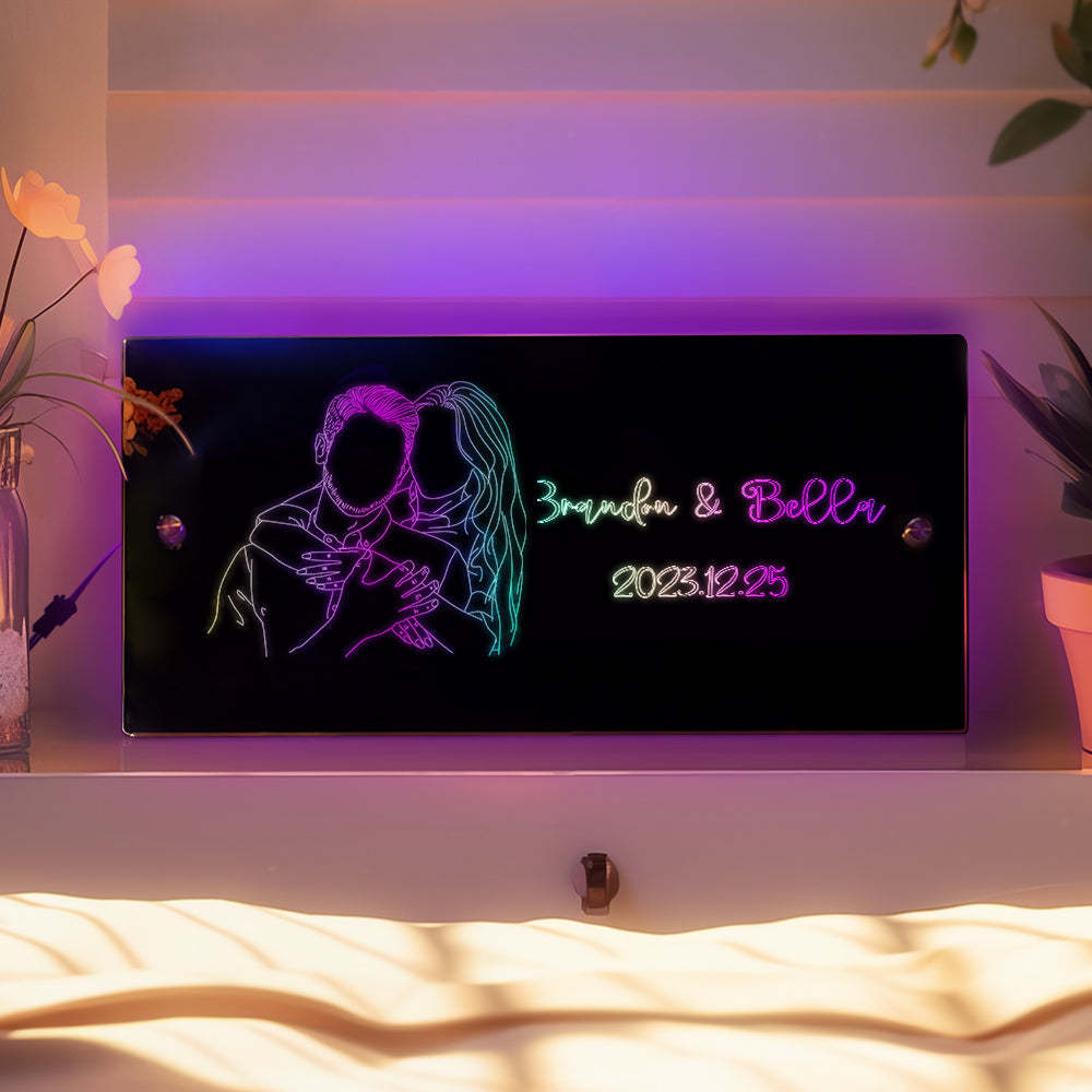 Custom Photo Mirror Name Mirror Personalize Light up Family Photo Mirror Neon Sign Bedroom Sign Home Decor - mymoonlampau