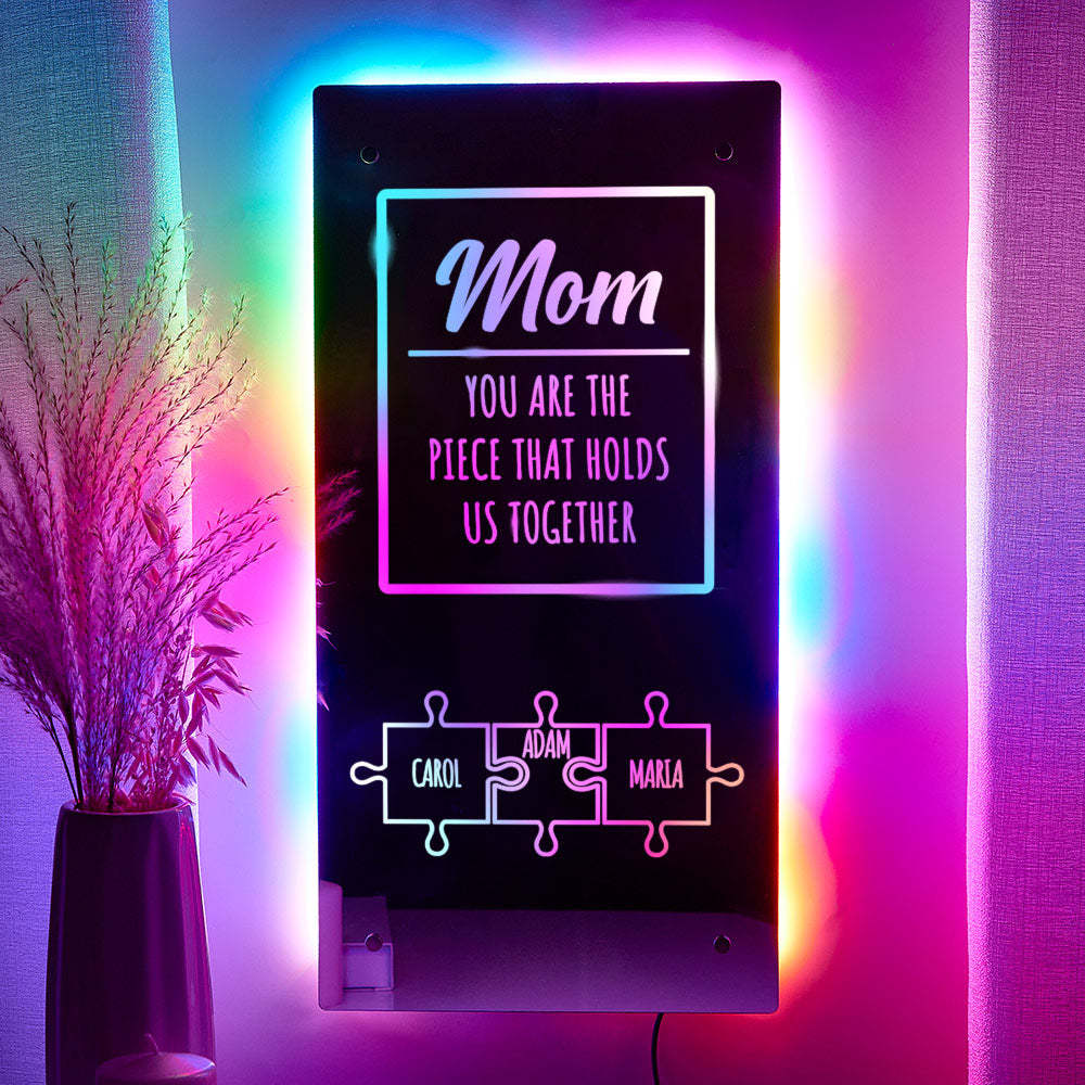 Personalized Name Mirror Light Mom Puzzle Family Gift - mymoonlampau