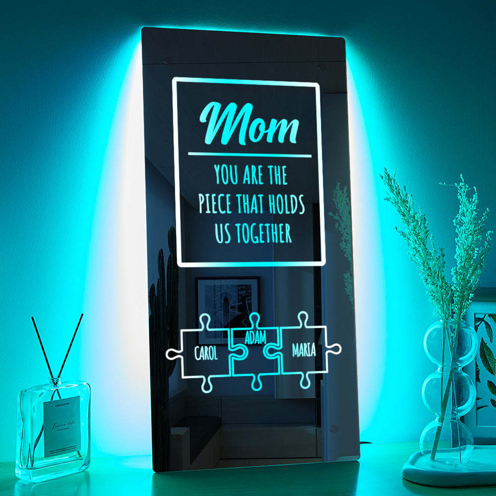 Personalized Name Mirror Light Mom Puzzle Family Gift - mymoonlampau