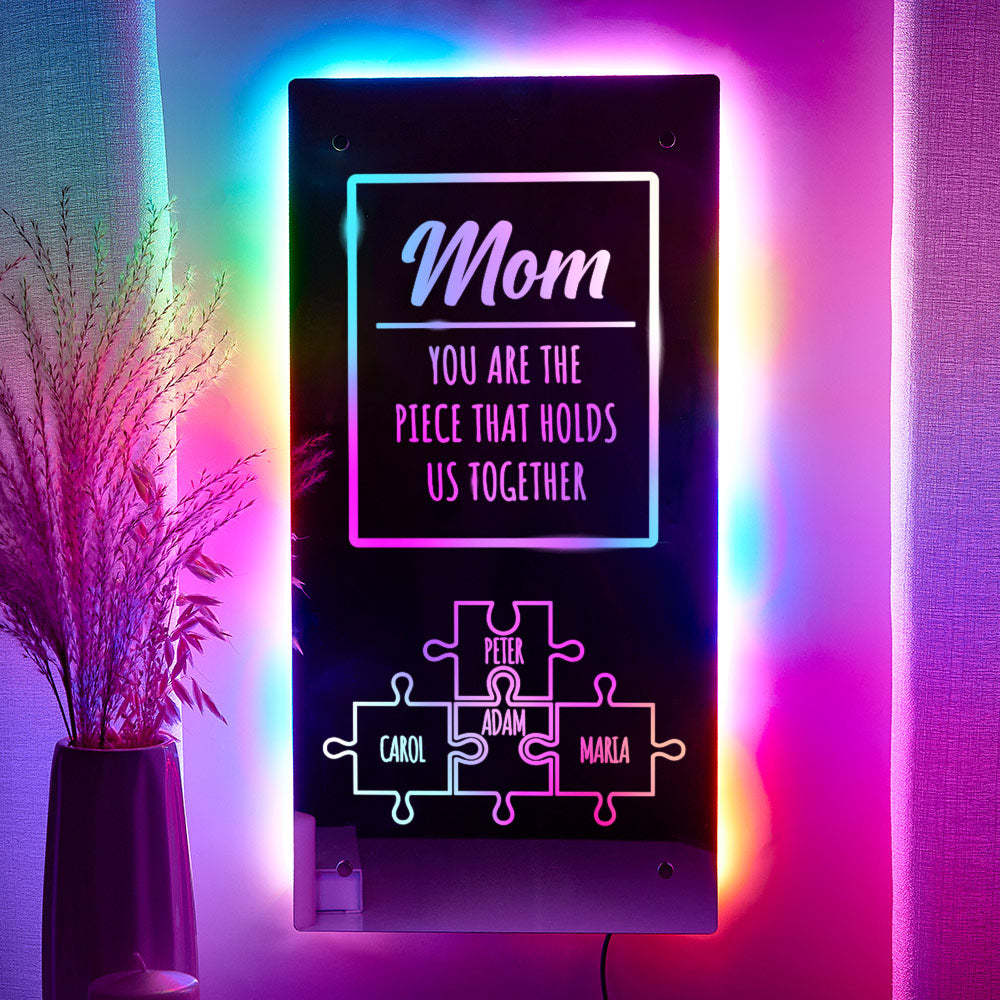 Personalized Name Mirror Light Mom Puzzle Family Gift - mymoonlampau