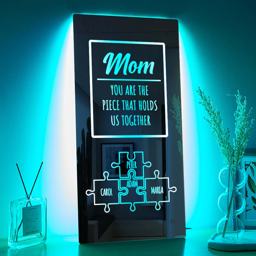 Personalized Name Mirror Light Mom Puzzle Family Gift - mymoonlampau