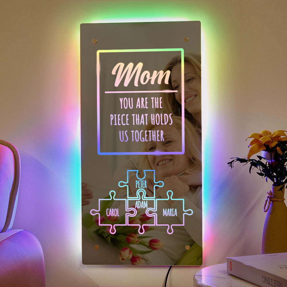 Personalized Name Mirror Light Mom Puzzle Family Gift - mymoonlampau