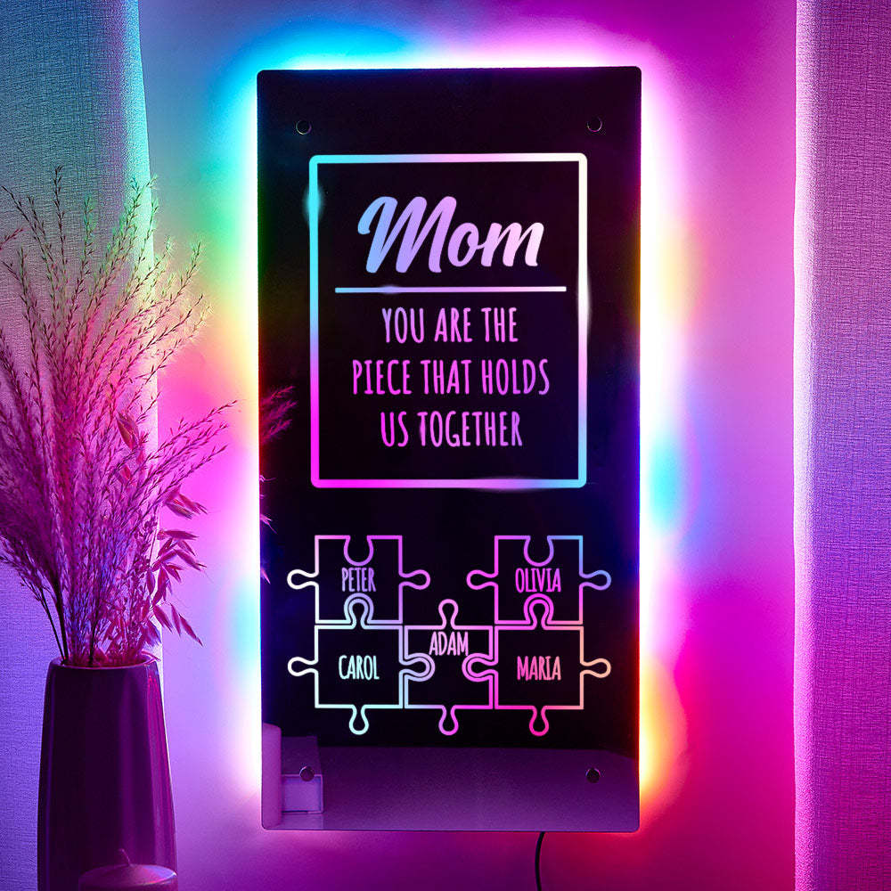 Personalized Name Mirror Light Mom Puzzle Family Gift - mymoonlampau