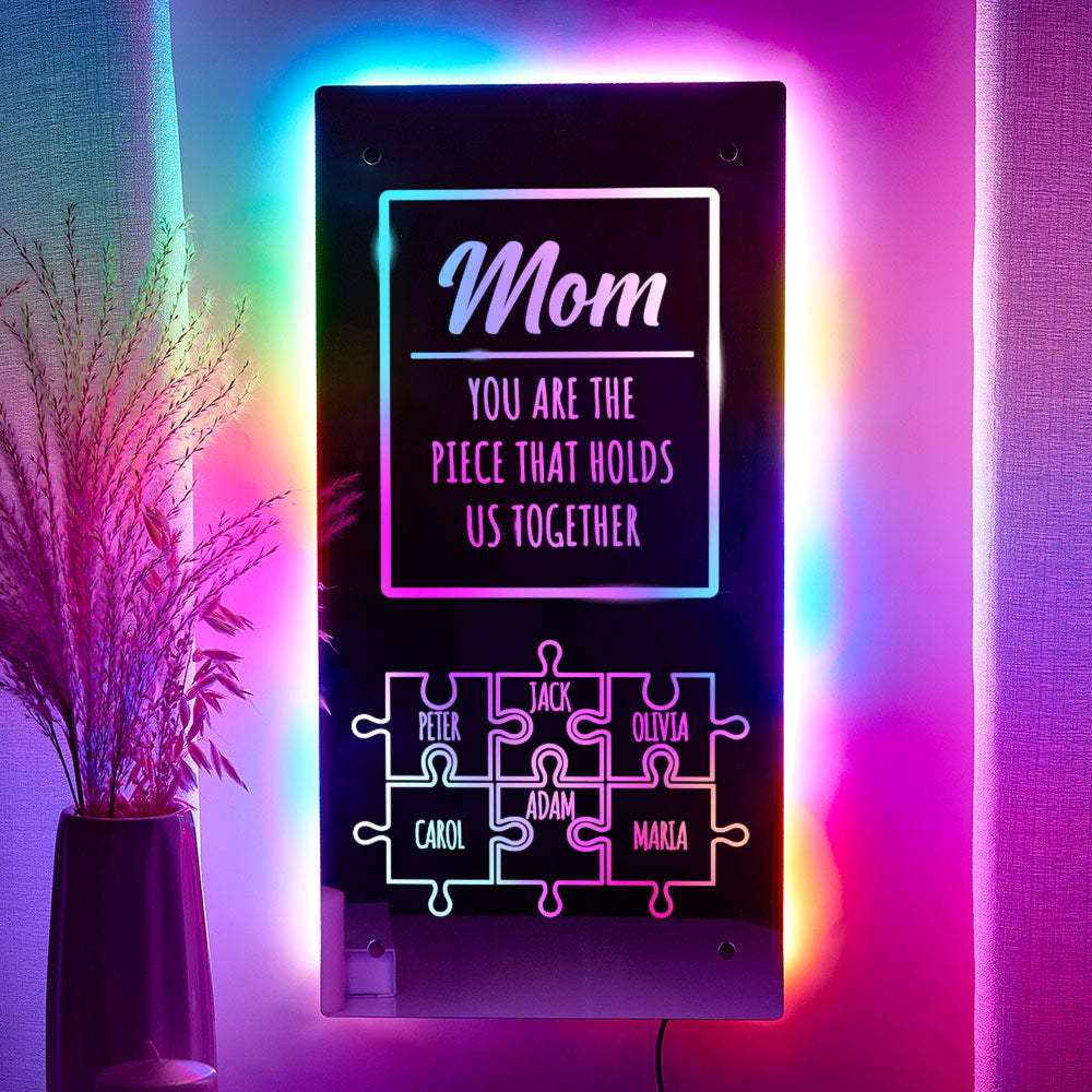 Personalized Name Mirror Light Mom Puzzle Family Gift - mymoonlampau