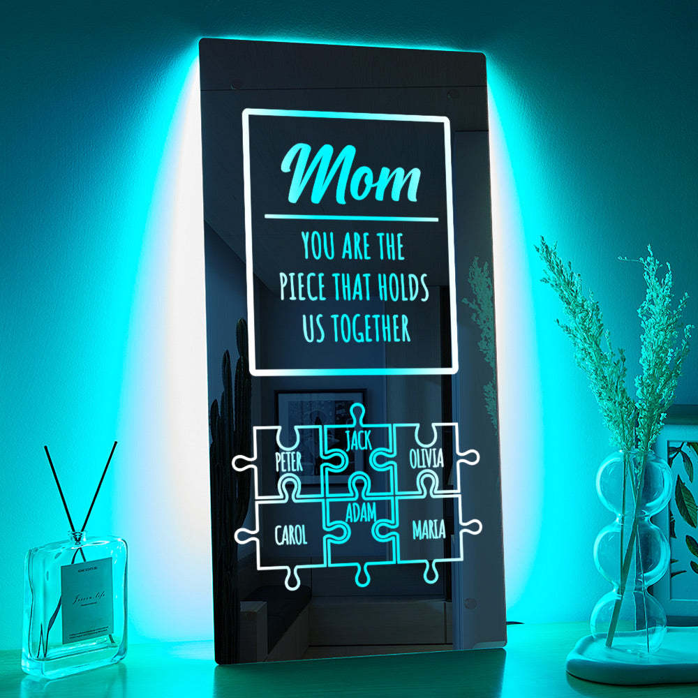 Personalized Name Mirror Light Mom Puzzle Family Gift - mymoonlampau