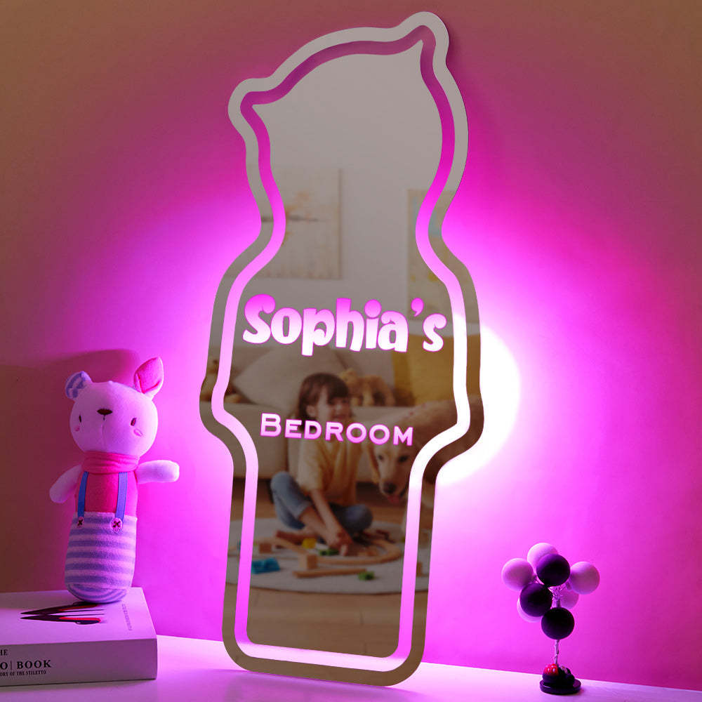 Personalized Name Mirror Light Children's Bedroom Bear Gift - mymoonlampau