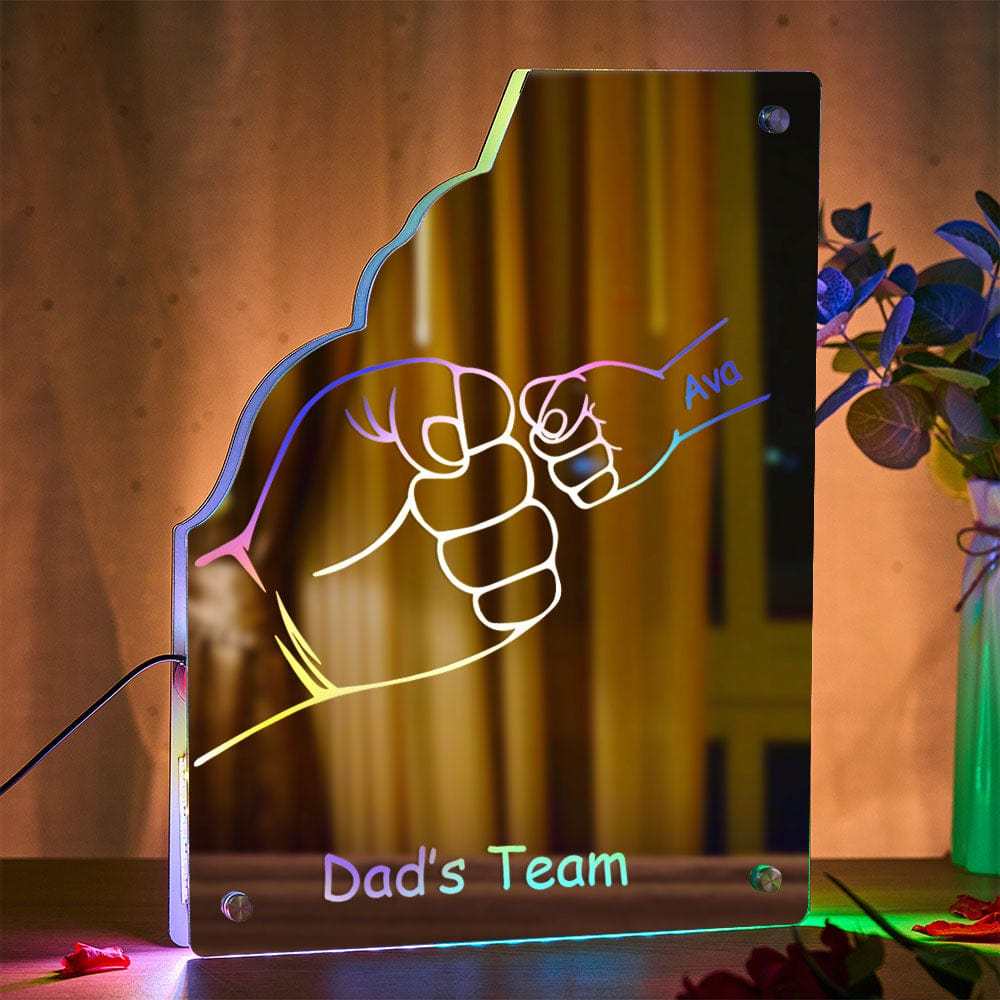 Custom Family Name Mirror Light Personalized Father's Day Fist Mirror Light - MyMoonLampAu