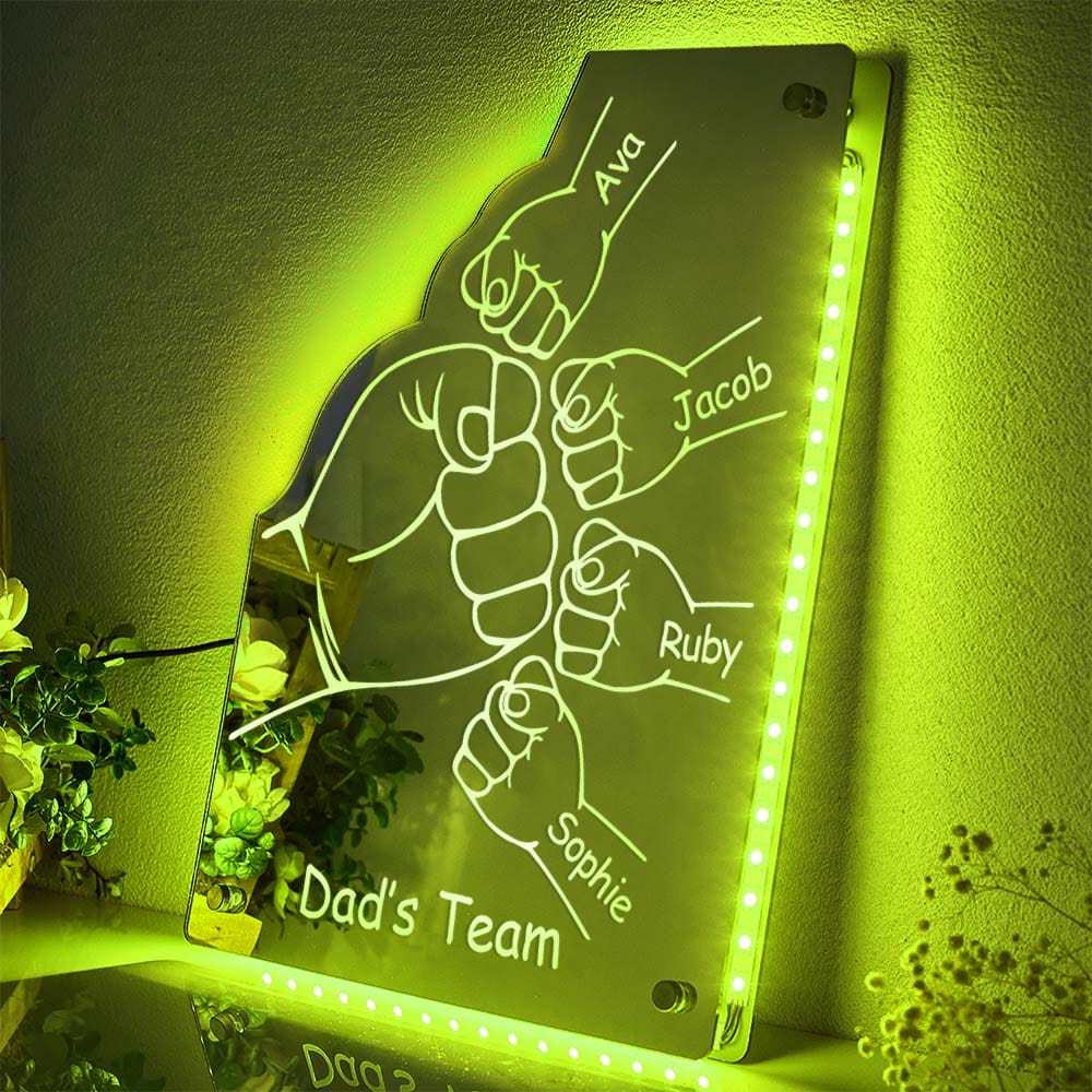 Custom Family Name Mirror Light Personalized Father's Day Fist Mirror Light - MyMoonLampAu