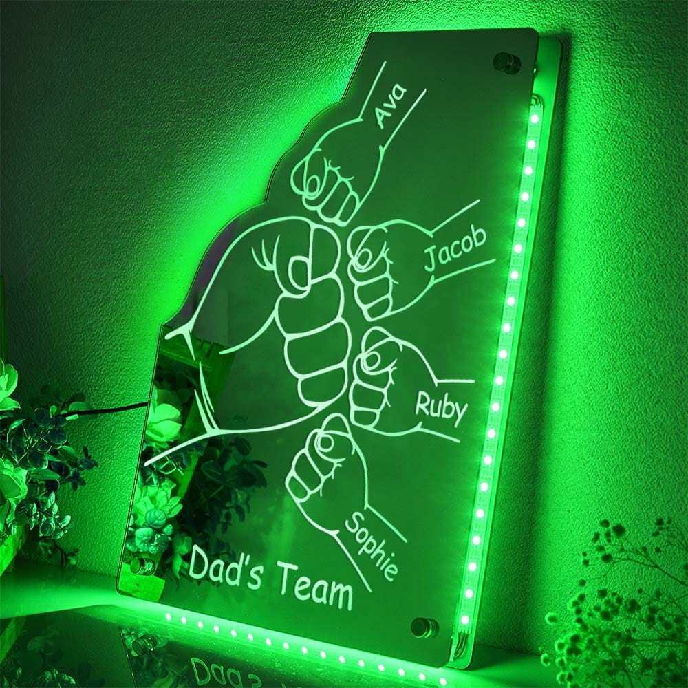Custom Family Name Mirror Light Personalized Father's Day Fist Mirror Light - MyMoonLampAu