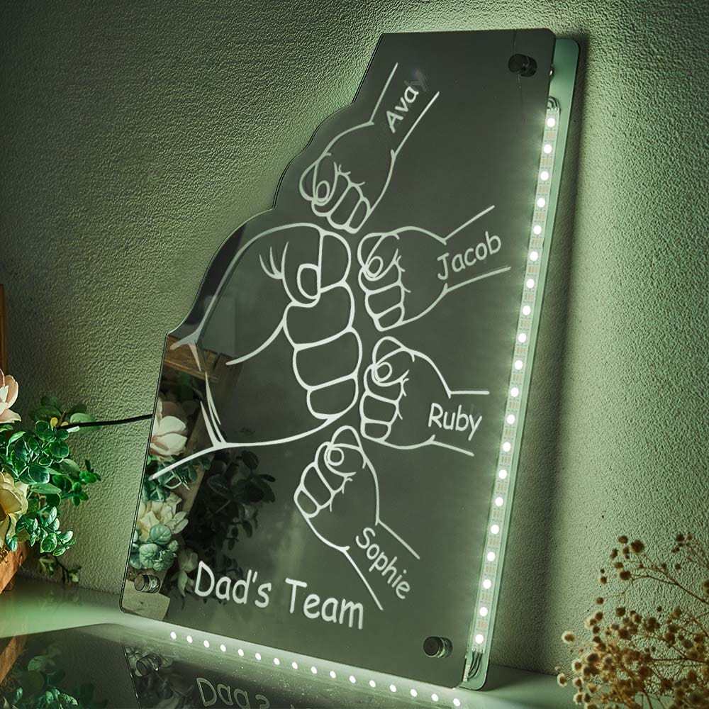Custom Family Name Mirror Light Personalized Father's Day Fist Mirror Light - MyMoonLampAu