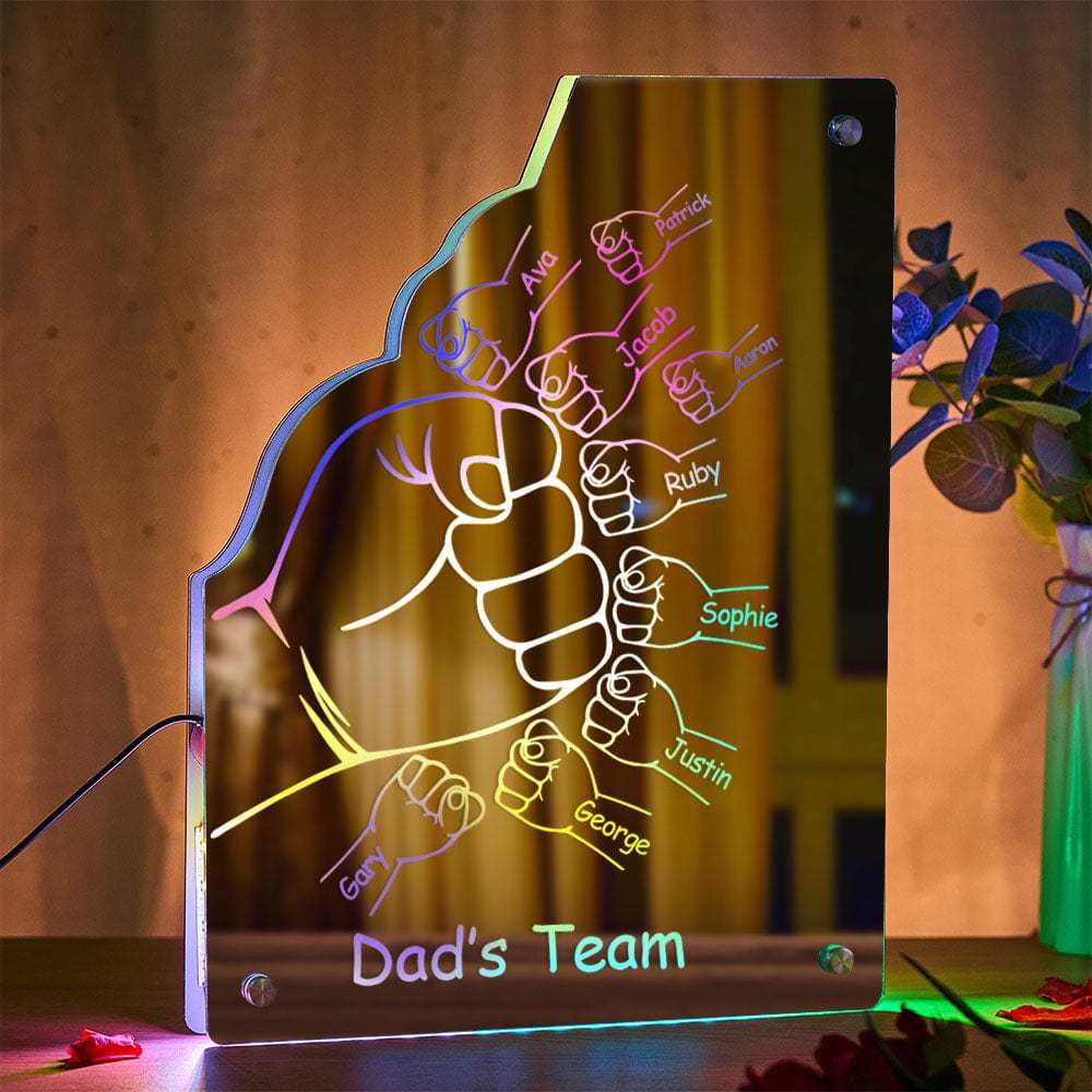 Custom Family Name Mirror Light Personalized Father's Day Fist Mirror Light - MyMoonLampAu