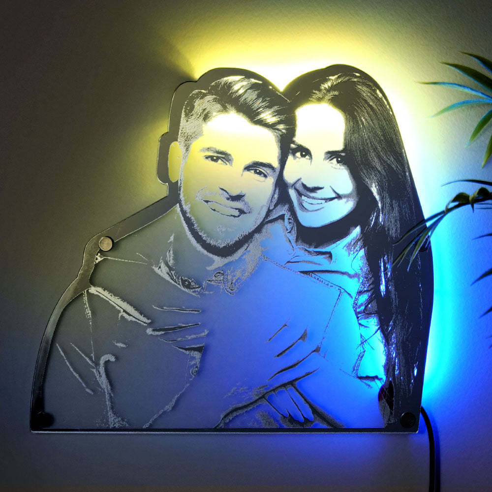 Personalized Portrait Mirror Light Wall Decor Gift - MyMoonLampAu