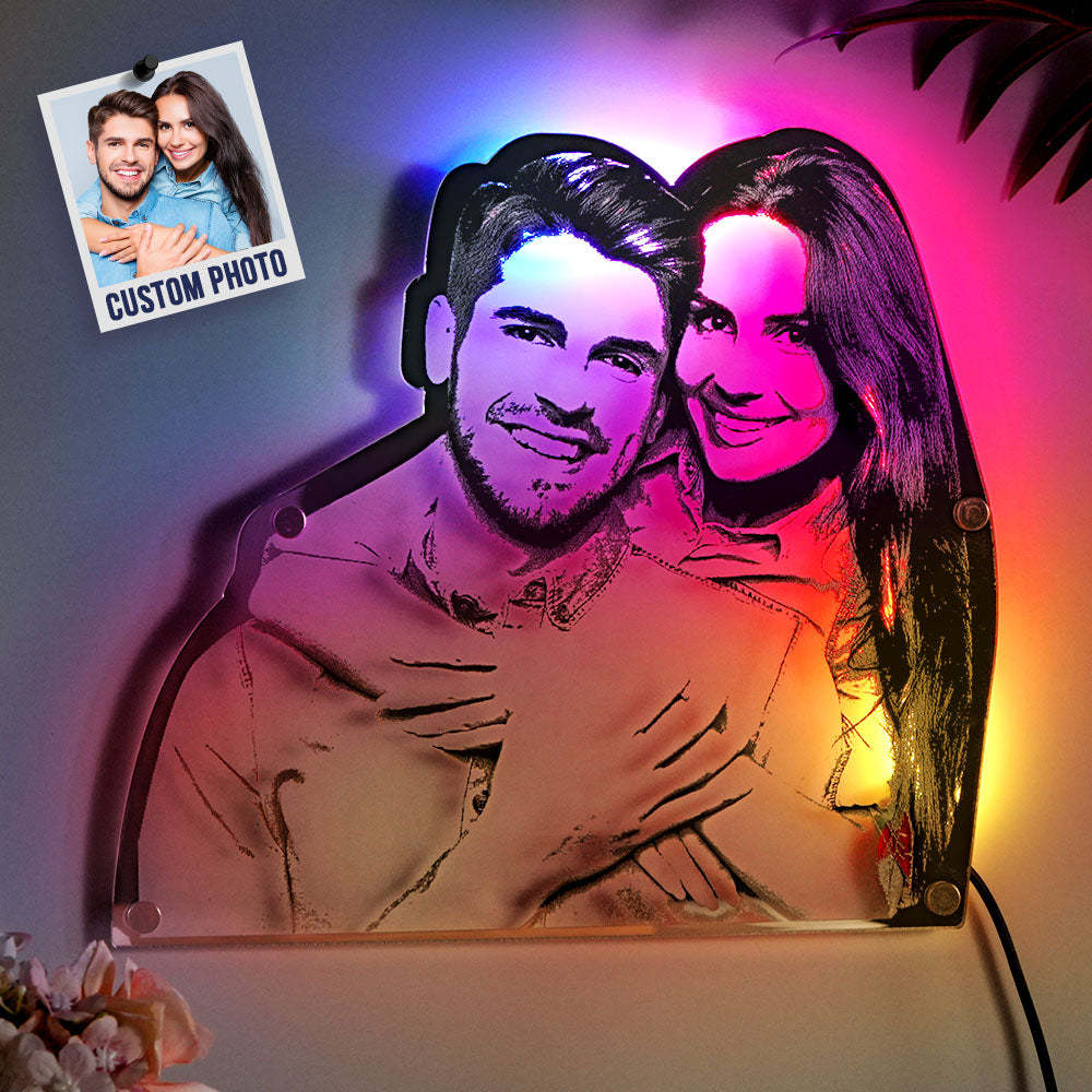Personalized Portrait Mirror Light Wall Decor Gift - MyMoonLampAu