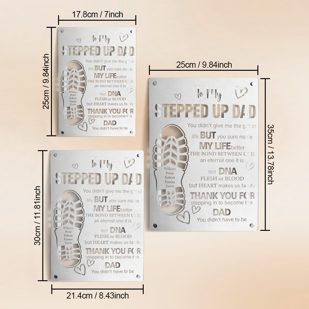 Personalized Stepped Up Dad Mirror Light Dad's Footprint Sign Gift for Father's Day - MyMoonLampAu