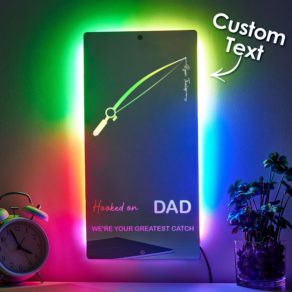 Father's Day Sale Personalized Hooked on Daddy Mirror Light