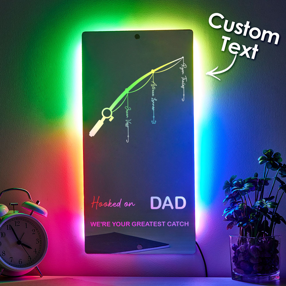 Father��s Day Sale Personalized Hooked on Daddy Mirror Light - MyMoonLampAu