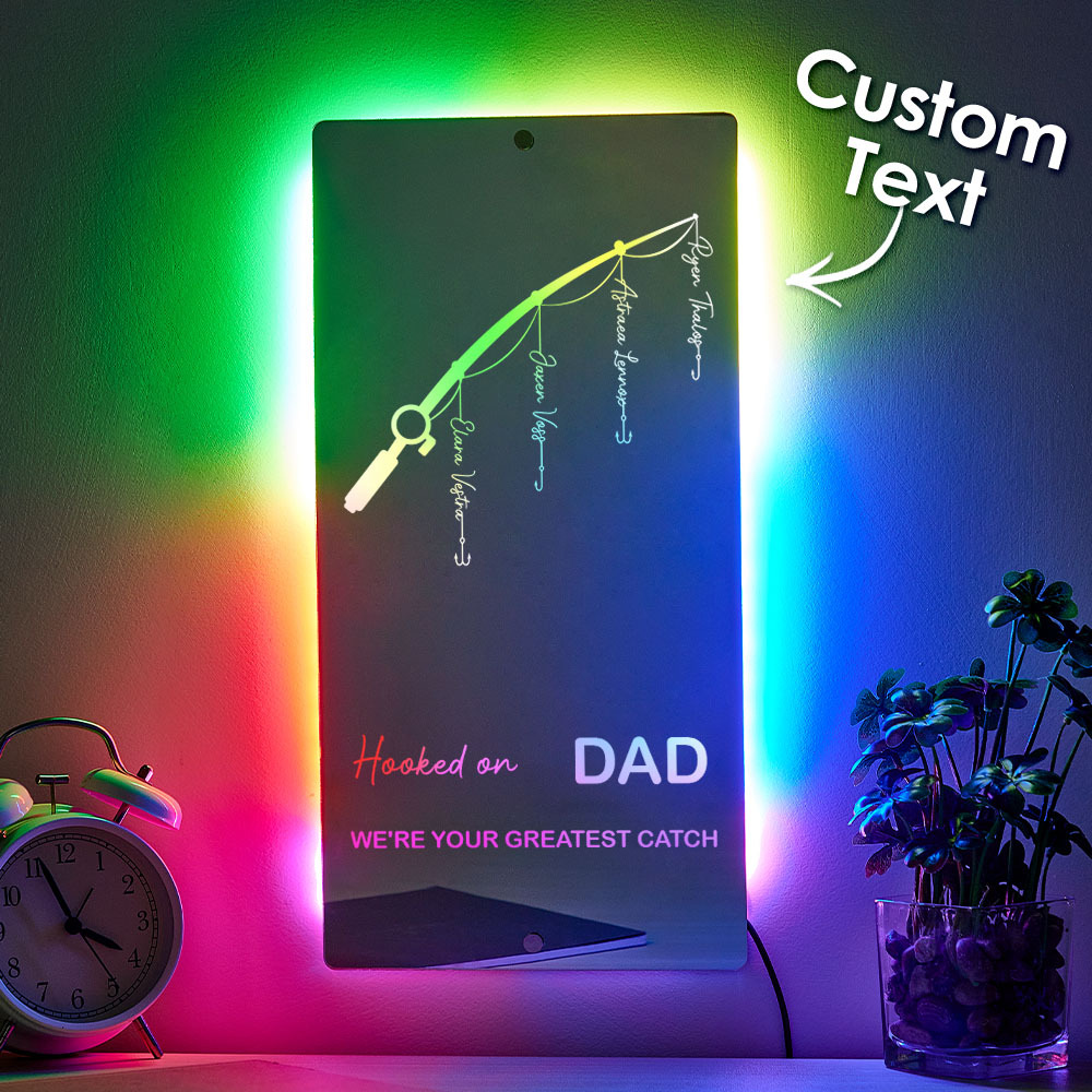 Father��s Day Sale Personalized Hooked on Daddy Mirror Light - MyMoonLampAu