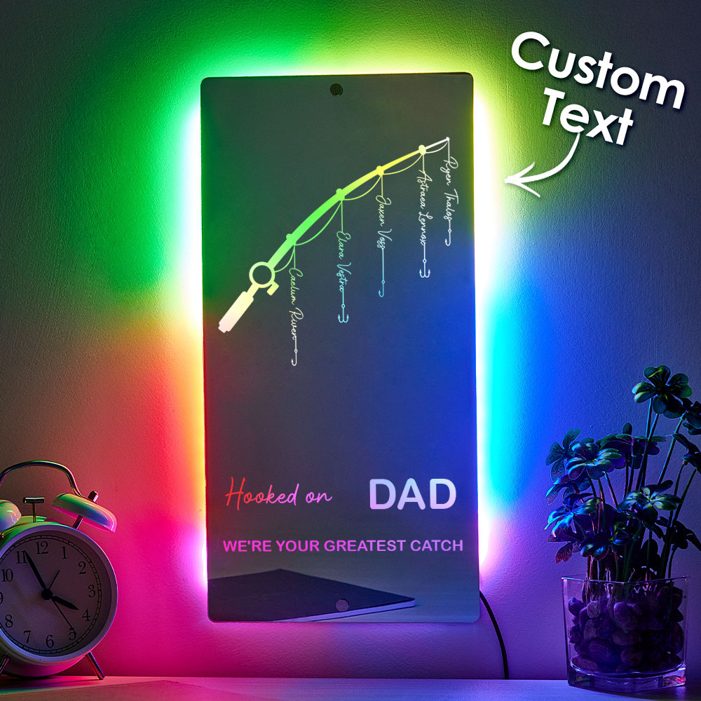 Father��s Day Sale Personalized Hooked on Daddy Mirror Light - MyMoonLampAu