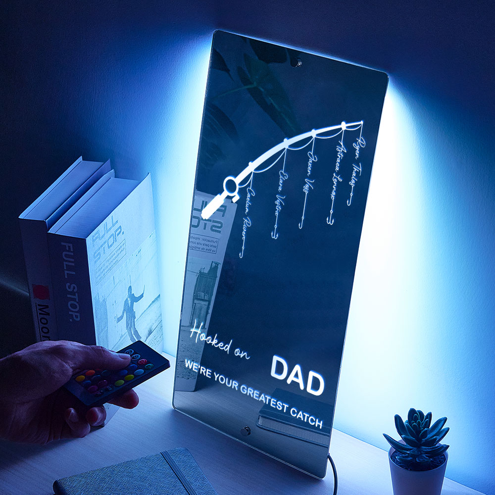 Father's Day Sale Personalized Hooked on Daddy Mirror Light