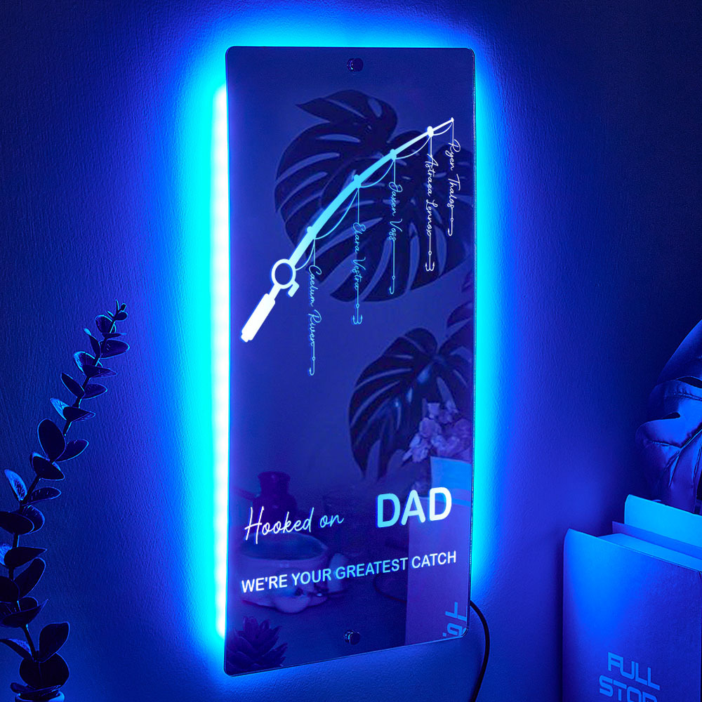 Father��s Day Sale Personalized Hooked on Daddy Mirror Light - MyMoonLampAu