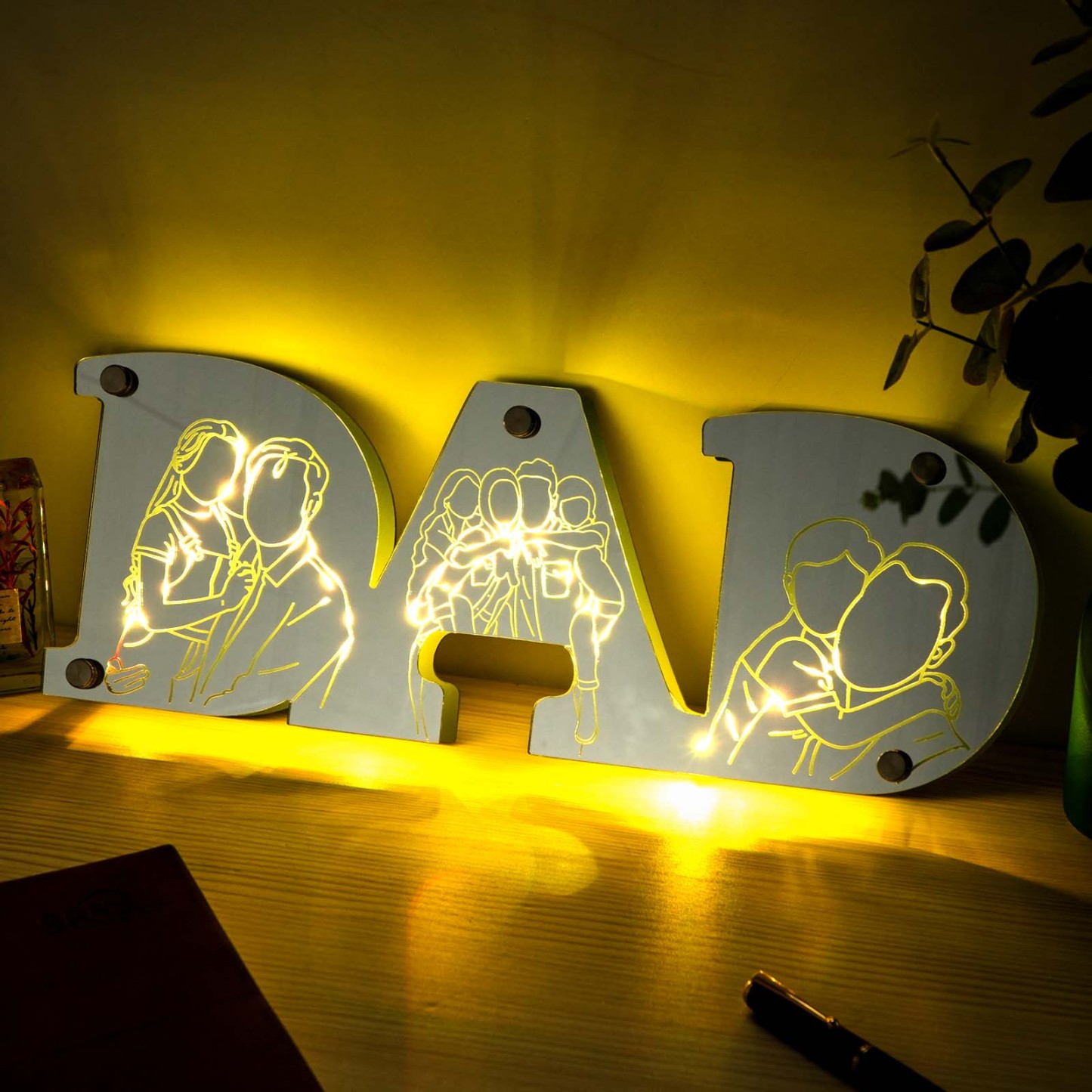 Father��s Day Gift Personalized Picture Engraving Studio Mirror Lamp - MyMoonLampAu