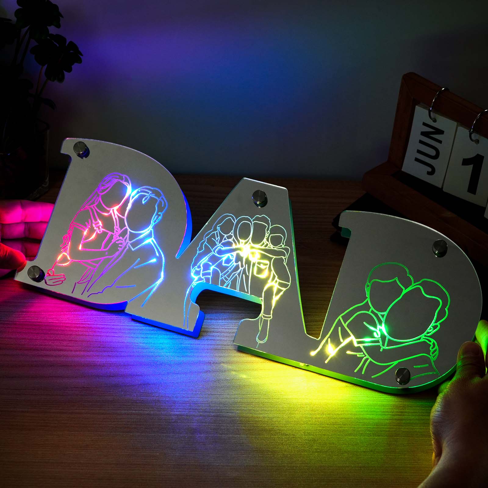 Father's Day Gift Personalized Picture Engraving Studio Mirror Lamp