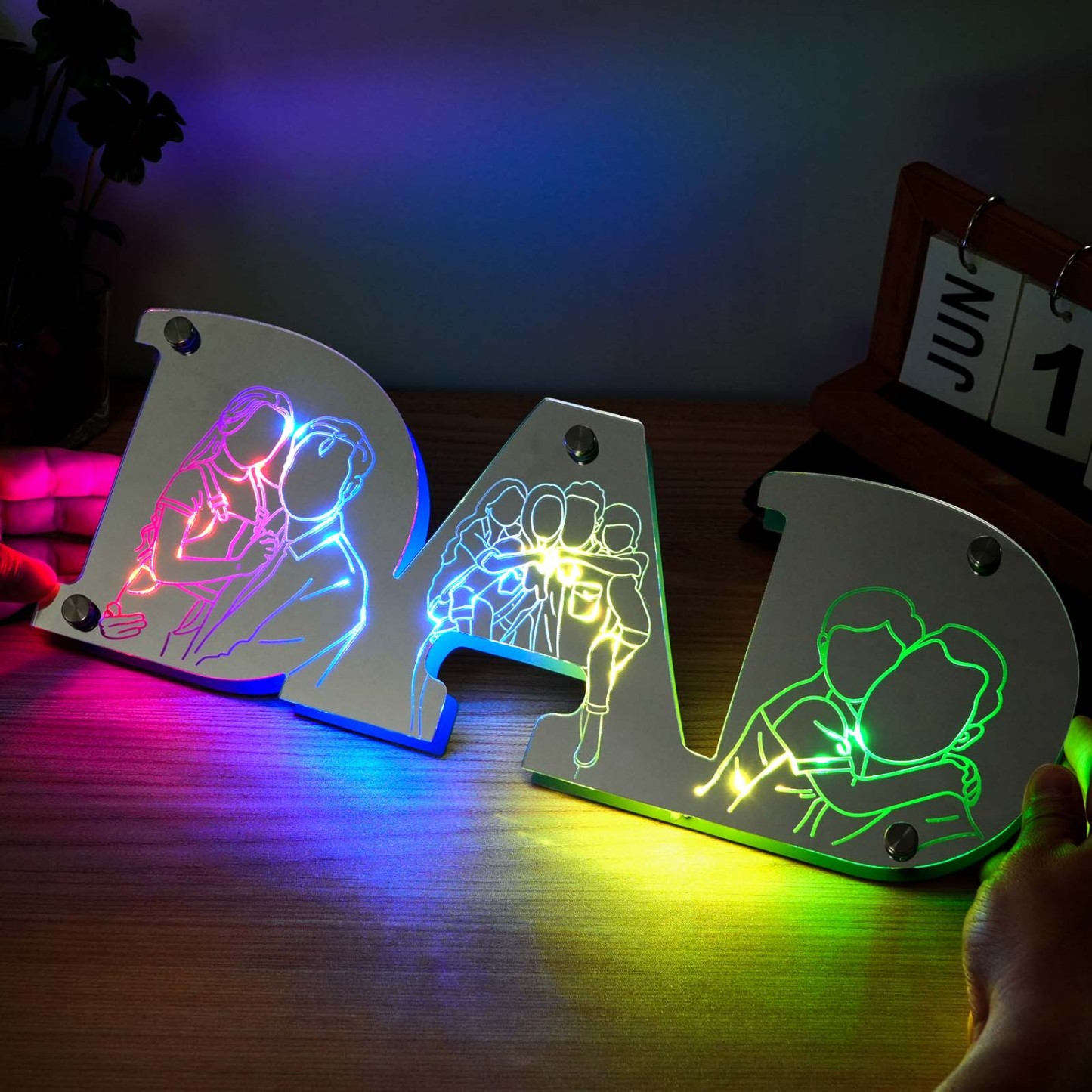 Father's Day Gift Personalized Picture Engraving Studio Mirror Lamp