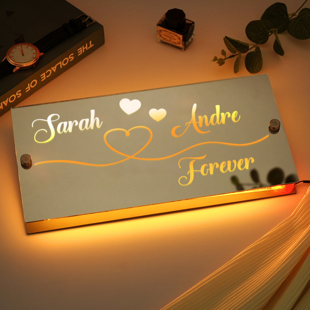 Valentine's Day Gift Creative Personalized LED Light Bedroom Wall Art Design Home Decor, Hanging Mirror Room Decoration With Your Name, Custom Light Up Name Sign