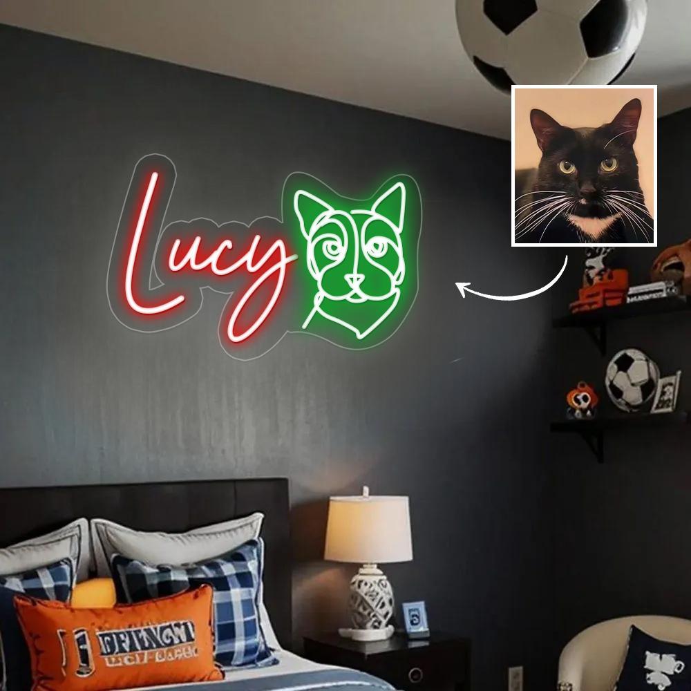 Custom LED Neon Sign Pet Photo Name Gift for Bedroom Pet Lover - MyMoonLampAu