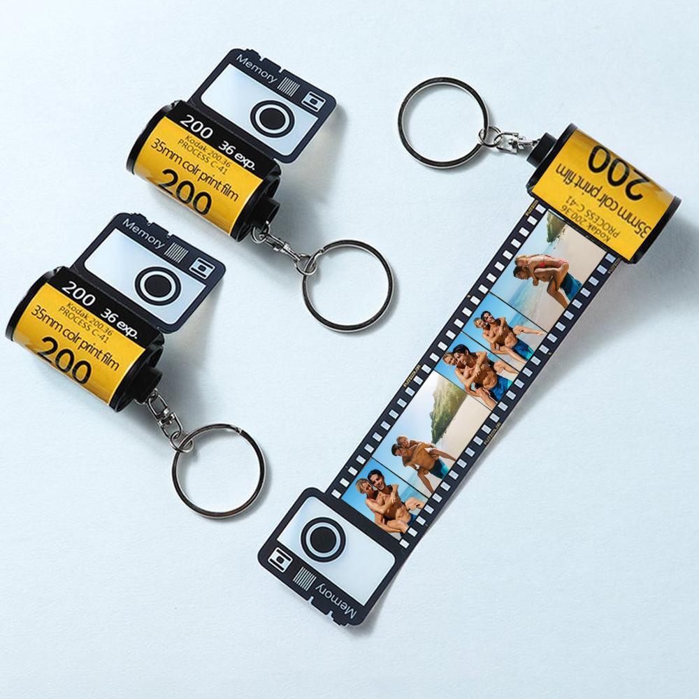 Custom Camera Film Roll Keyring Personalised Photo Keychain Gifts for Him