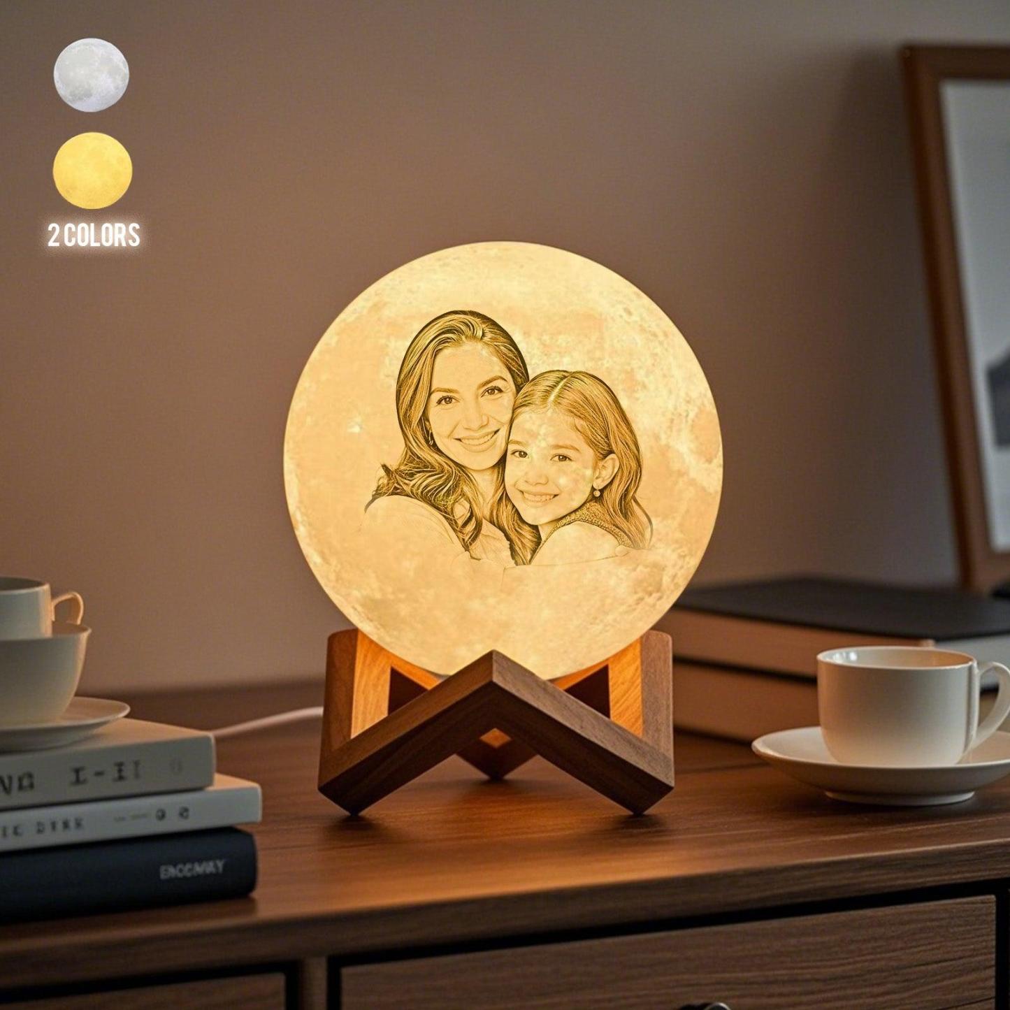 Custom Wedding Moon Lamp, Personalized Couple Photo Night Light, Engraved Lunar Calendar Lamp with Wedding Date, Unique Wedding Gift for Bride and Groom - MyMoonLampAu