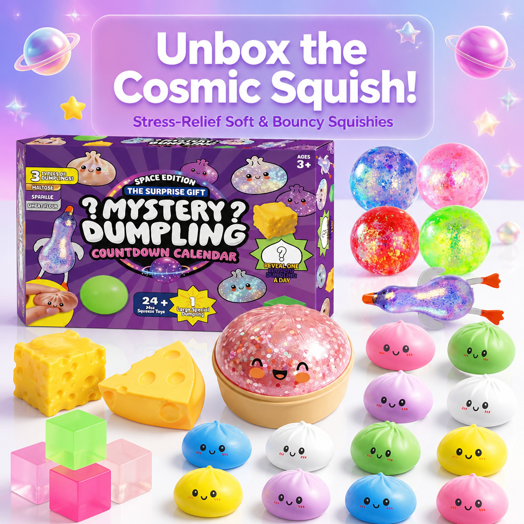 Glitter Dumpling Squishy Toys Steamed Bun Sensory Stress Relief Ball Novelty Desk Soft Squeeze Decompression Gift - MyMoonLampAu