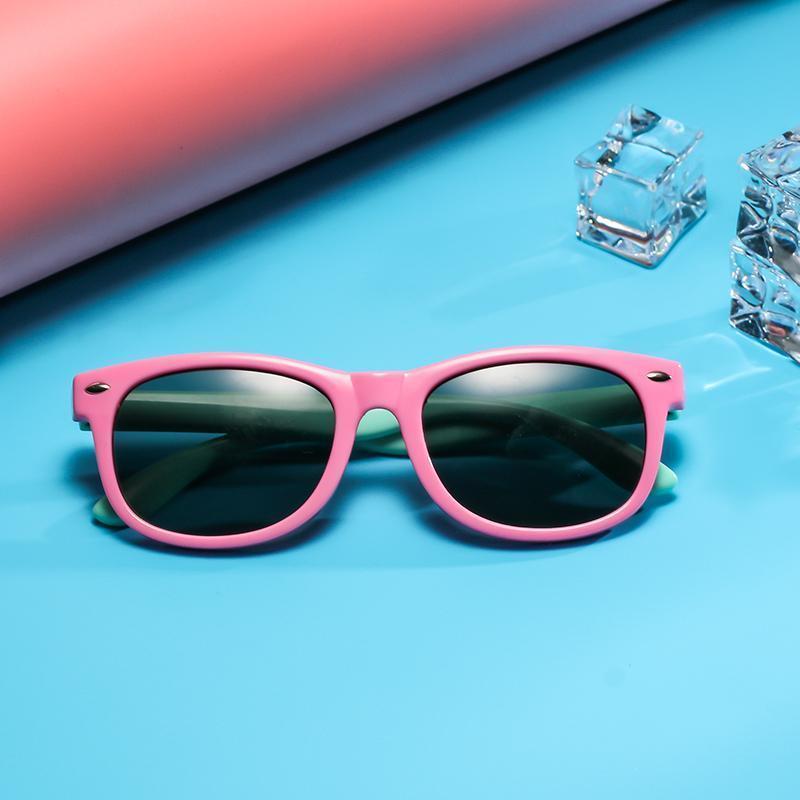 Rainbow - (Age 3-12)Kids UV400 Protective Polarized Sunglasses-Pink&Light green - mymoonlampau