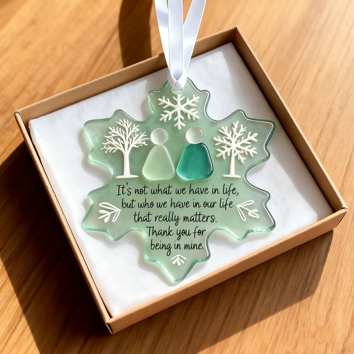 Snowflake-Shaped Sea Glass Friendship Decor Christmas Ornaments - MyMoonLampAu