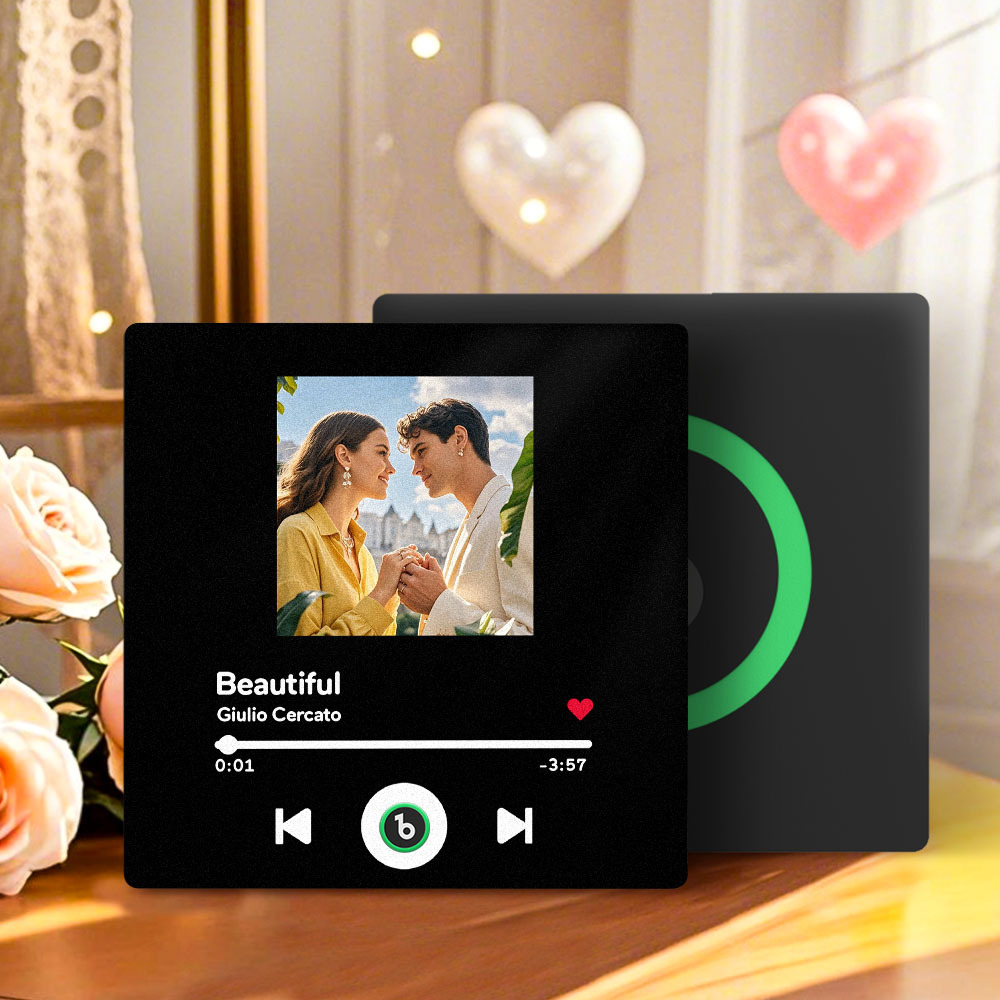 Father's Day Gift Custom Music Fridge Magnet Gift Colorful Frame Album Fridge Magnet Music Wall Photo Sticker Music Movement That Can Be Played Gift - MyMoonLampAu