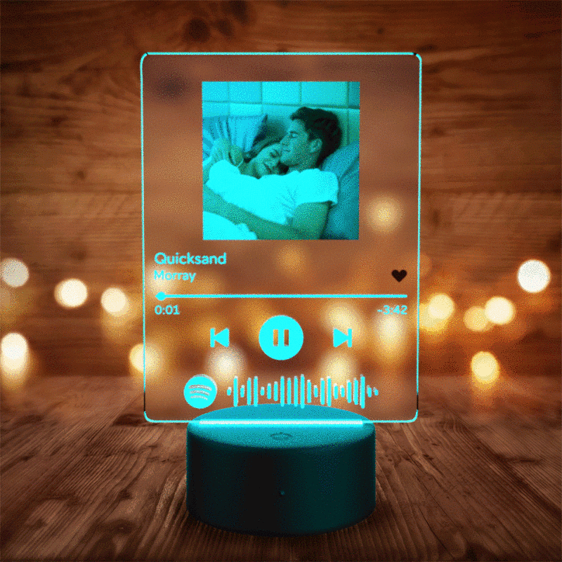 Doll Couple Kissing Favorite Song Scannable QR Code Personalized Custom Shape Acrylic Plaque Led Night Light