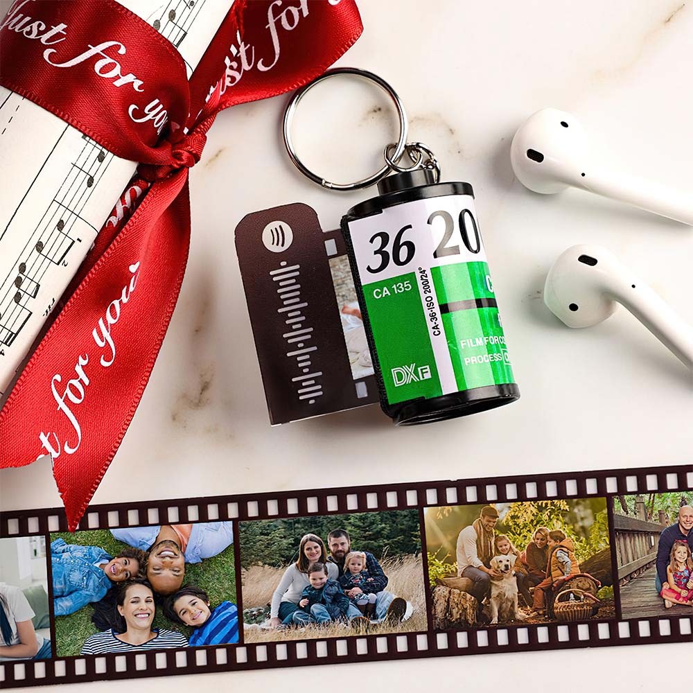 Spotify Code Valentine's Day Gift Scannable Custom Camera Roll Keychain for Love 5-20 Pictures Green Shell