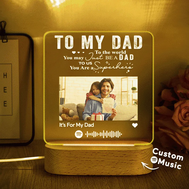 TO MY DAD - Custom Spotify  Plaque Photo Music Night Light 7 Color Lamp Gift for Dad