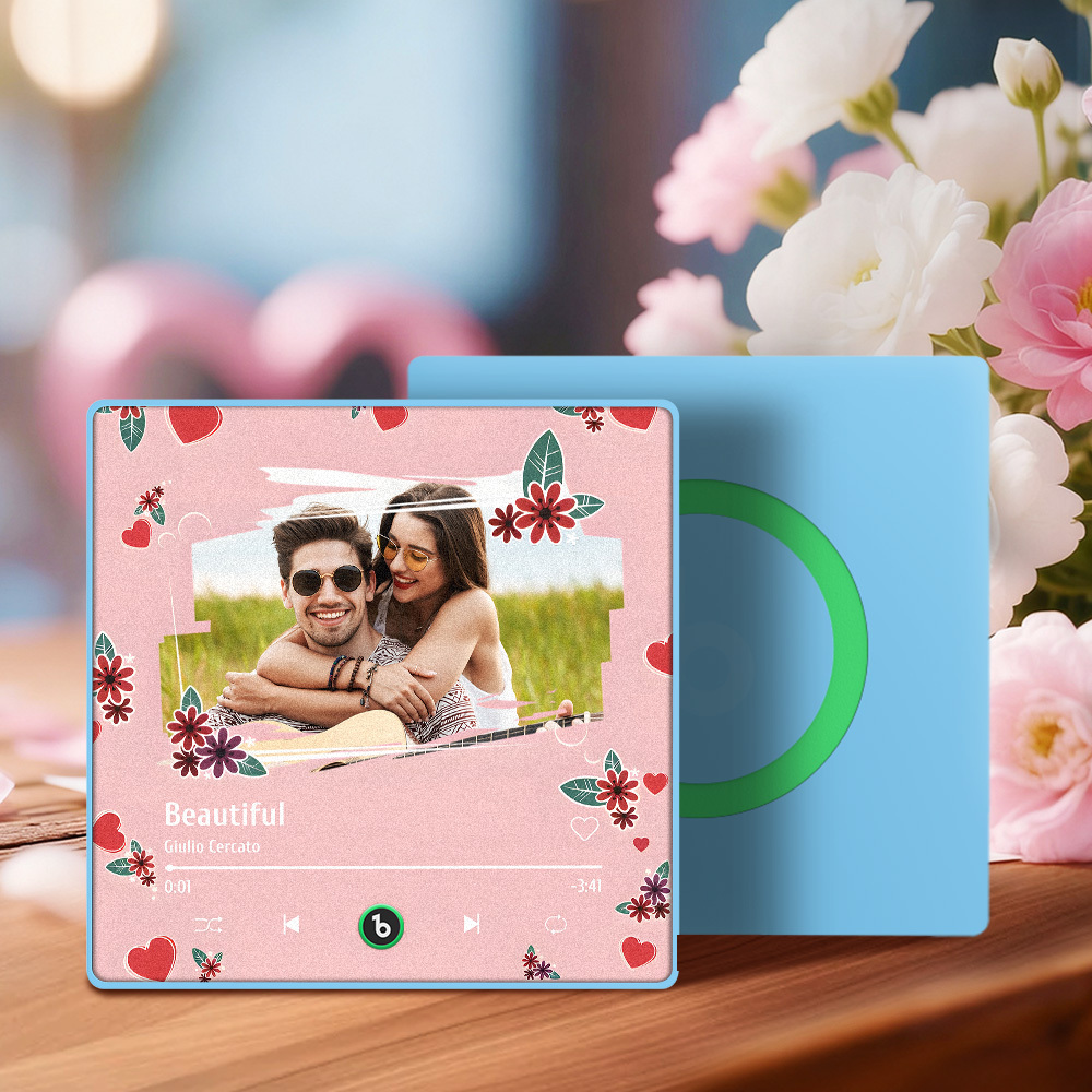 Valentine's Day Custom Photos Heart Glitter Love Music Fridge Magnet Personalized Music Magnet Gift for Her - MyMoonLampAu