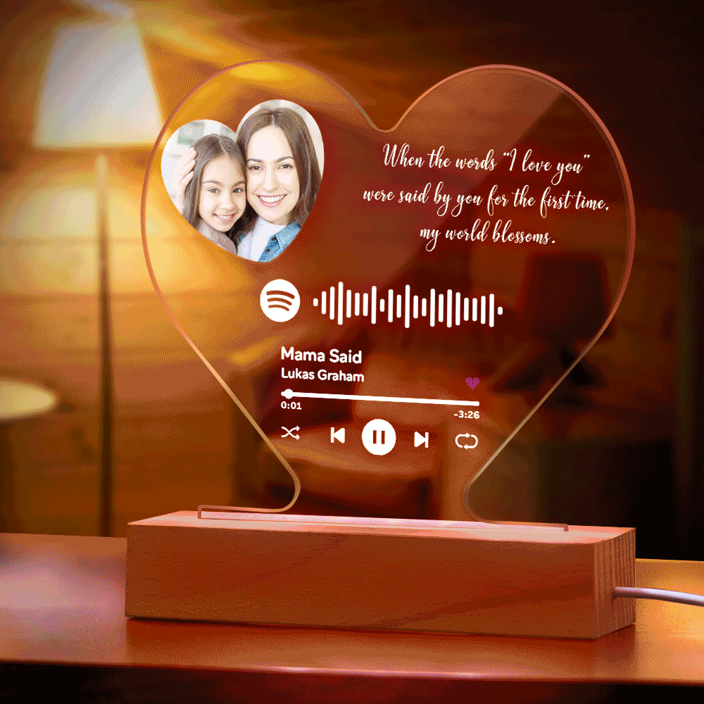 Gift For Father Custom Heart-Shaped Music Code Plaque Night Light