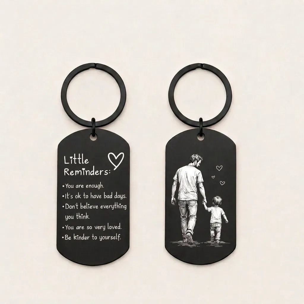 Inspirational Little Reminders Keychain Standard Inspirational Little Reminders Keychain Stainless Steel Dog Tag Gifts for Friends Christmas Gift - MyMoonLampAu