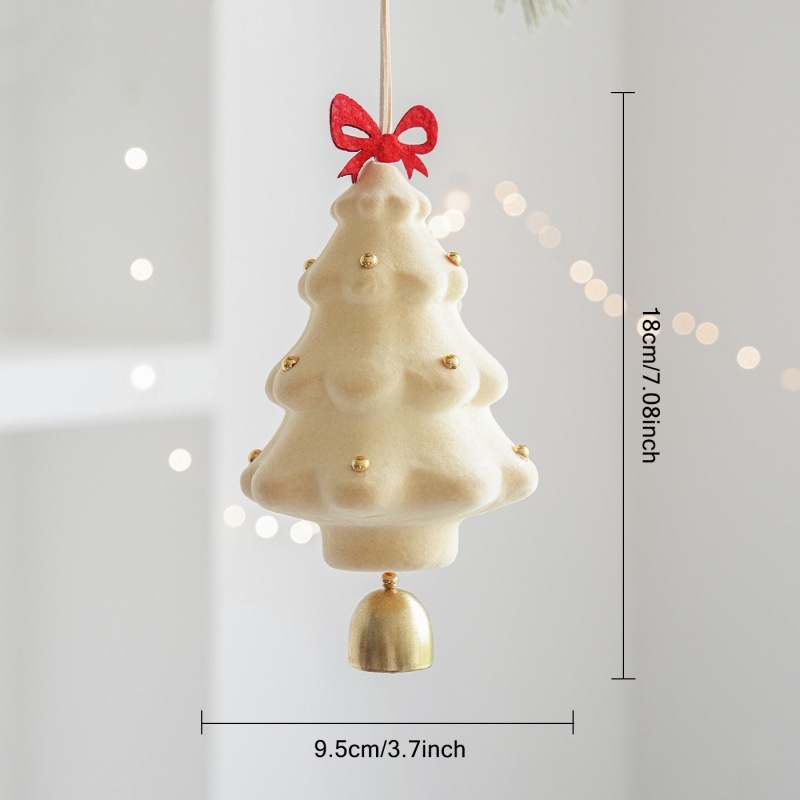 Flocked Christmas Tree Bell Ornament – Festive Hanging Decor for Gift Giving, Home & Tree Decoration - MyMoonLampAu