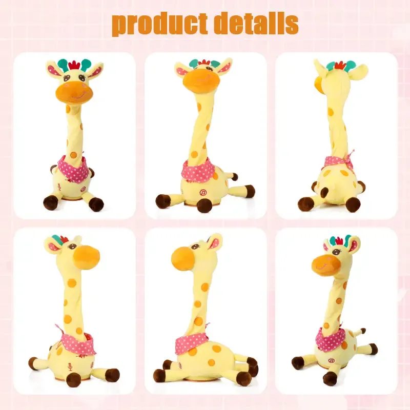 Dancing Talking Giraffe Toys - Electronic Rattle Toys for Kids - Repeat and Mimicking Musical Playtime Entertainment Plush - MyMoonLampAu