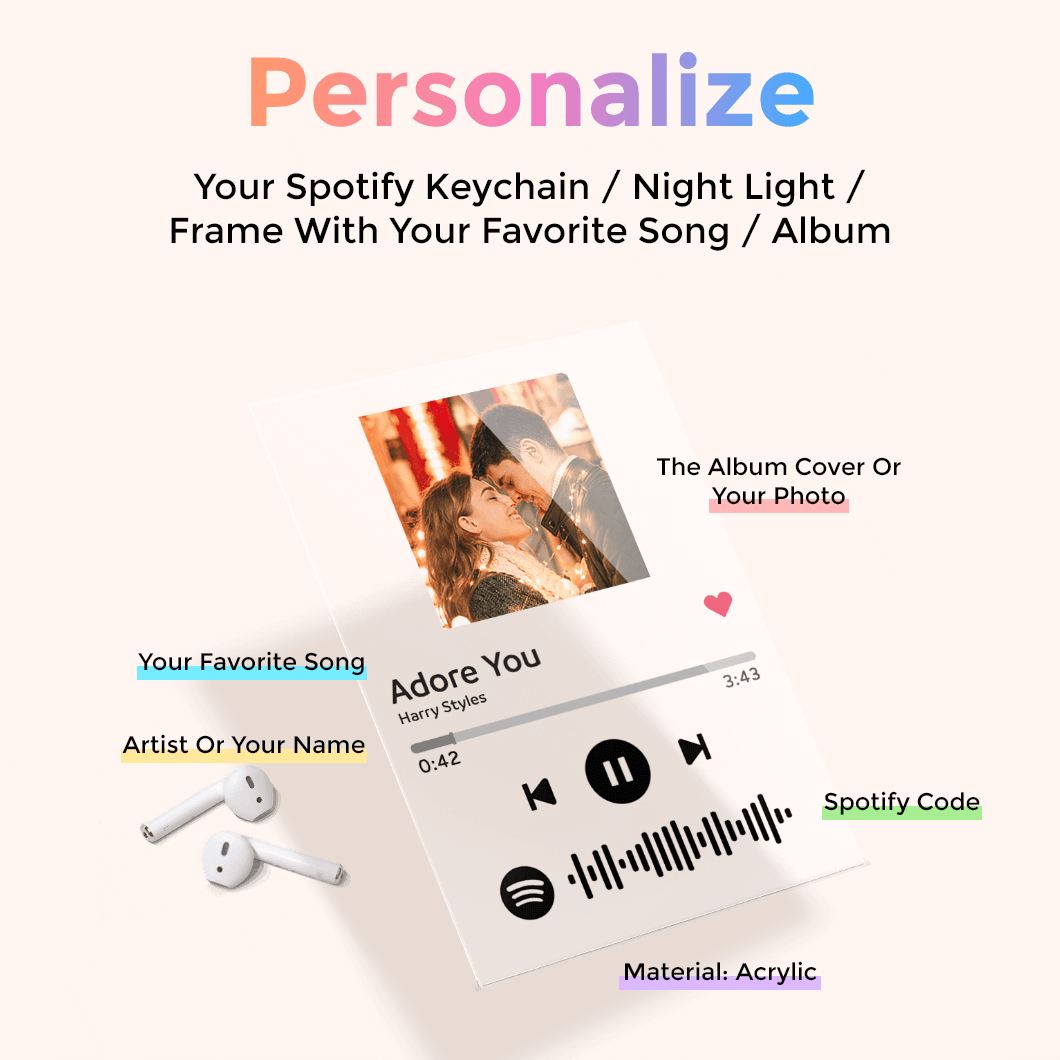 Spotify Acrylic GlassSpotify Acrylic Glass Custom Scannable Spotify Code Music Plaque Frame A Same Design Keychain for Free