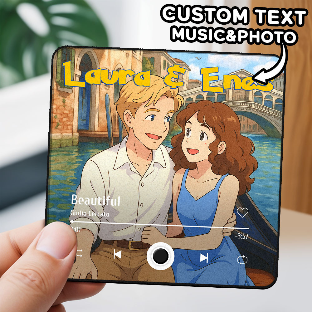 Custom Cartoon Dad Photo Fridge Magnet Music Can Be Played Without Cell Phone Music Photo Fridge Magnet Decoration for Lover - MyMoonLampAu