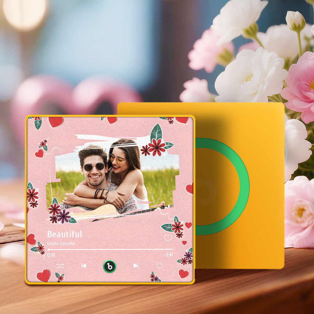 Valentine's Day Custom Photos Heart Glitter Love Music Fridge Magnet Personalized Music Magnet Gift for Her - MyMoonLampAu