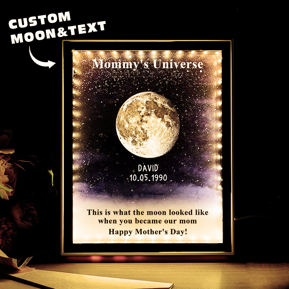 Mommy's Universe - Personalised Customised Starry Moon Phase Mirror Lightboxes - MyMoonLampAu