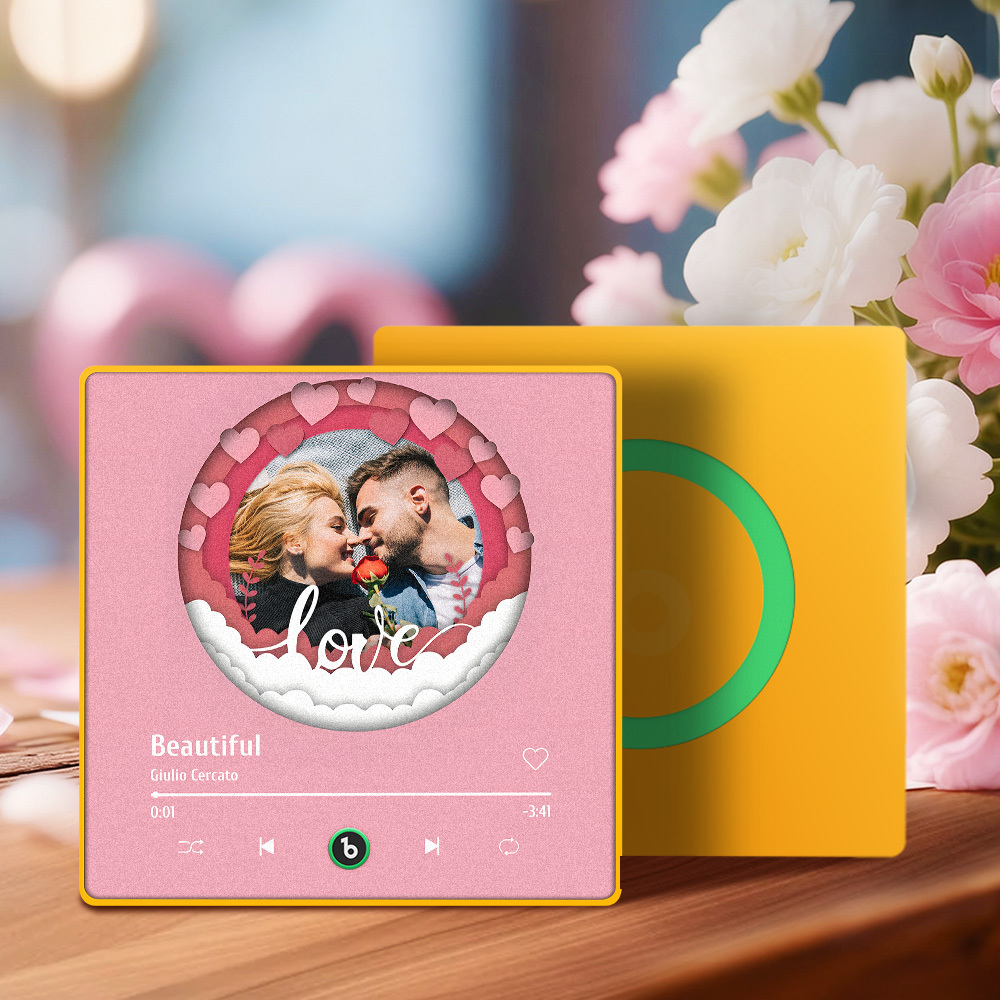 Valentine's Day Custom Photos Heart Glitter Love Music Fridge Magnet Personalized Music Magnet Gift for Her - MyMoonLampAu