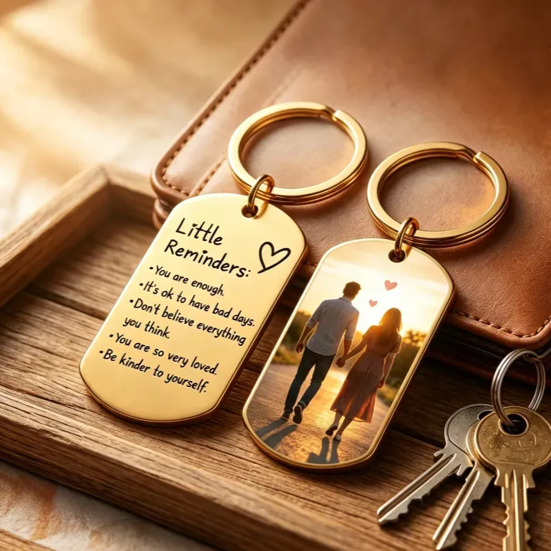Inspirational Little Reminders Keychain Standard Inspirational Little Reminders Keychain Stainless Steel Dog Tag Gifts for Friends Christmas Gift - MyMoonLampAu