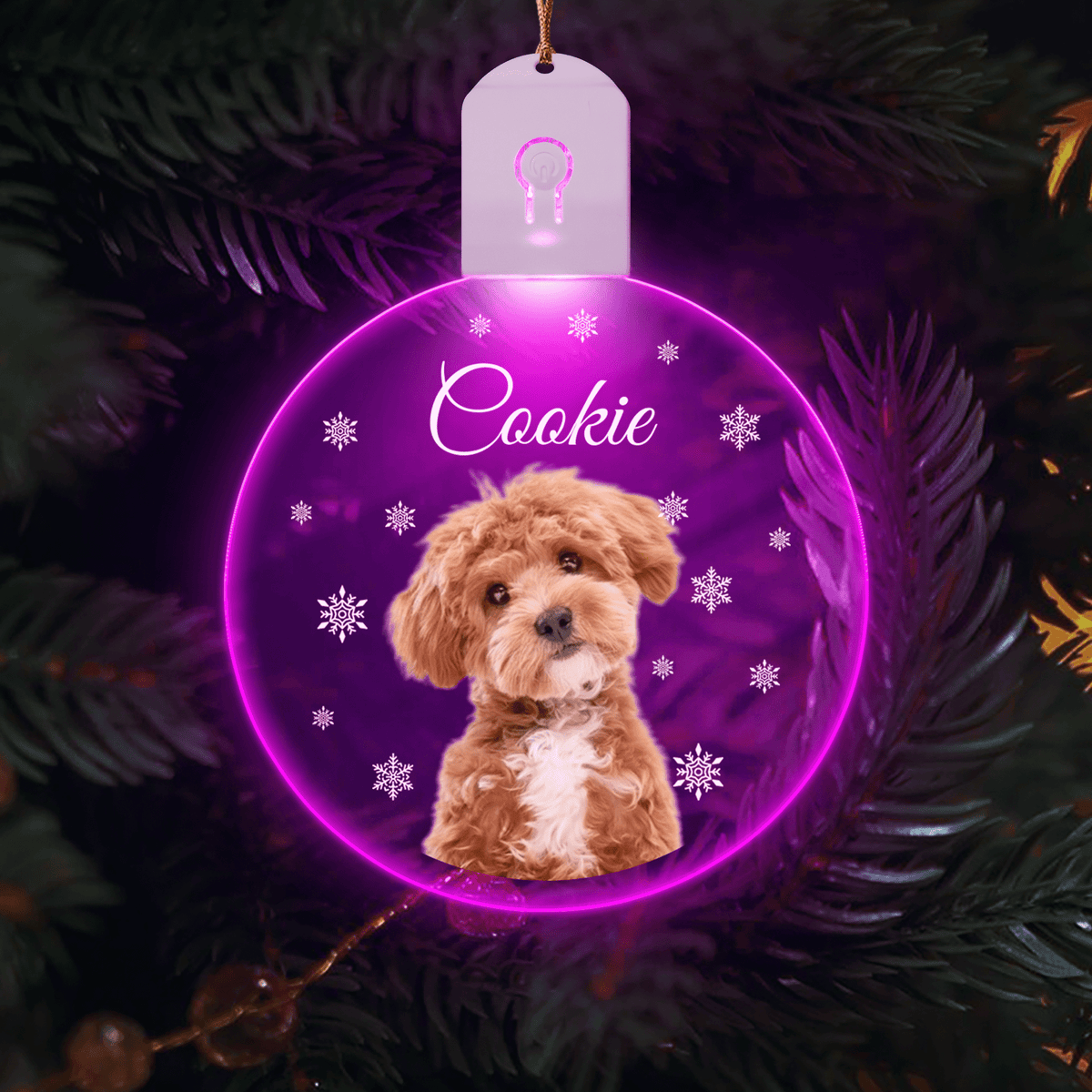Custom Photo Dog Circle Led Acrylic Ornament Christmas Gift For Dog Lovers - MyMoonLampAu